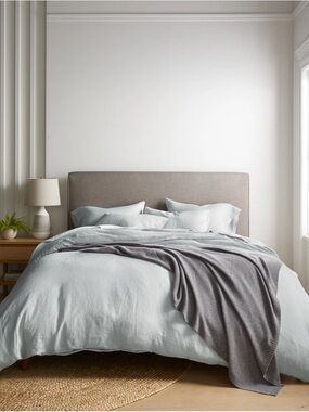 New Quince European Linen Duvet Cover Set King/Cal King - Mist MSRP $214